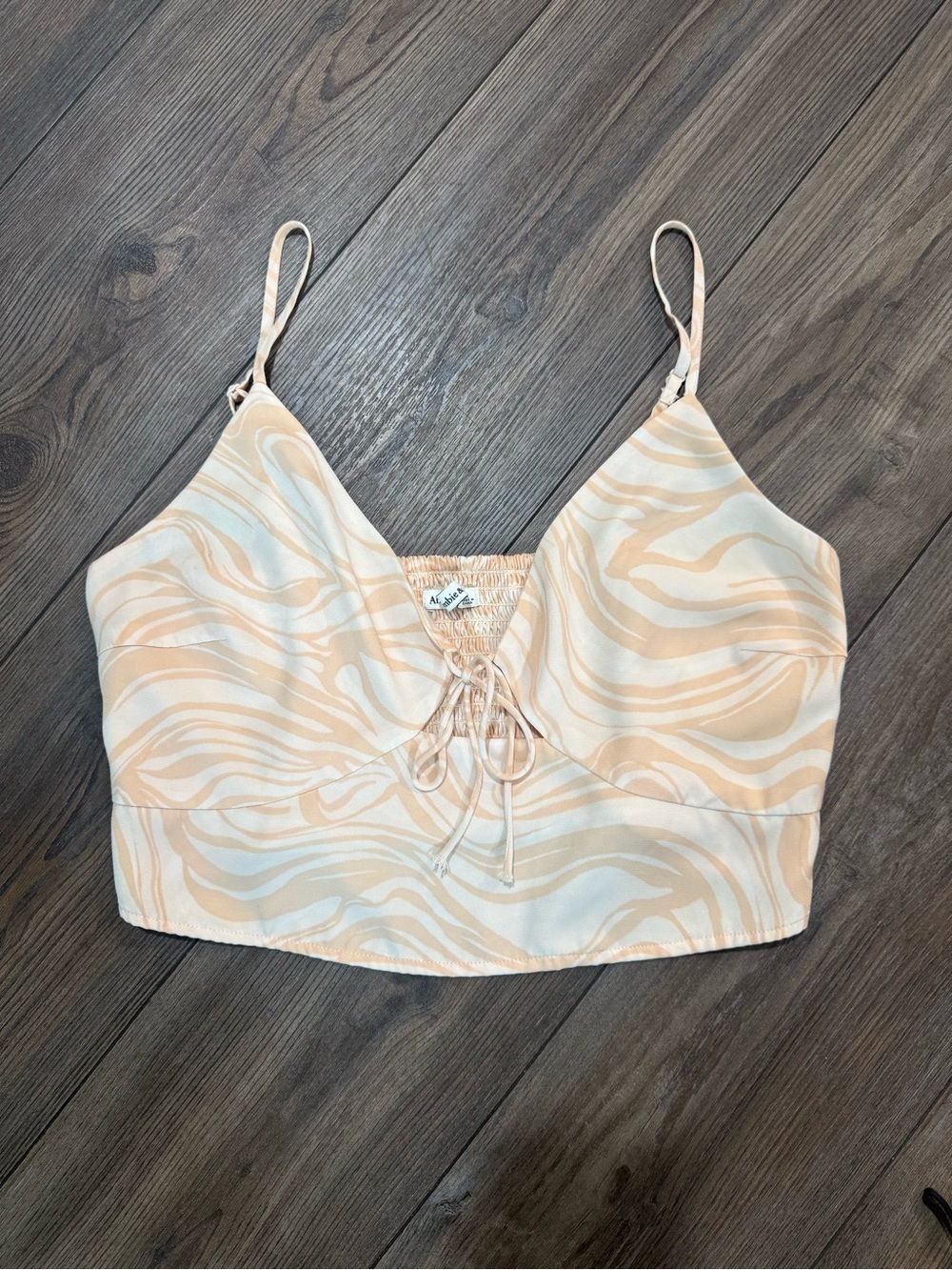 Abercrombie & Fitch Cream Peach Swirl Corset Crop Top Size Large